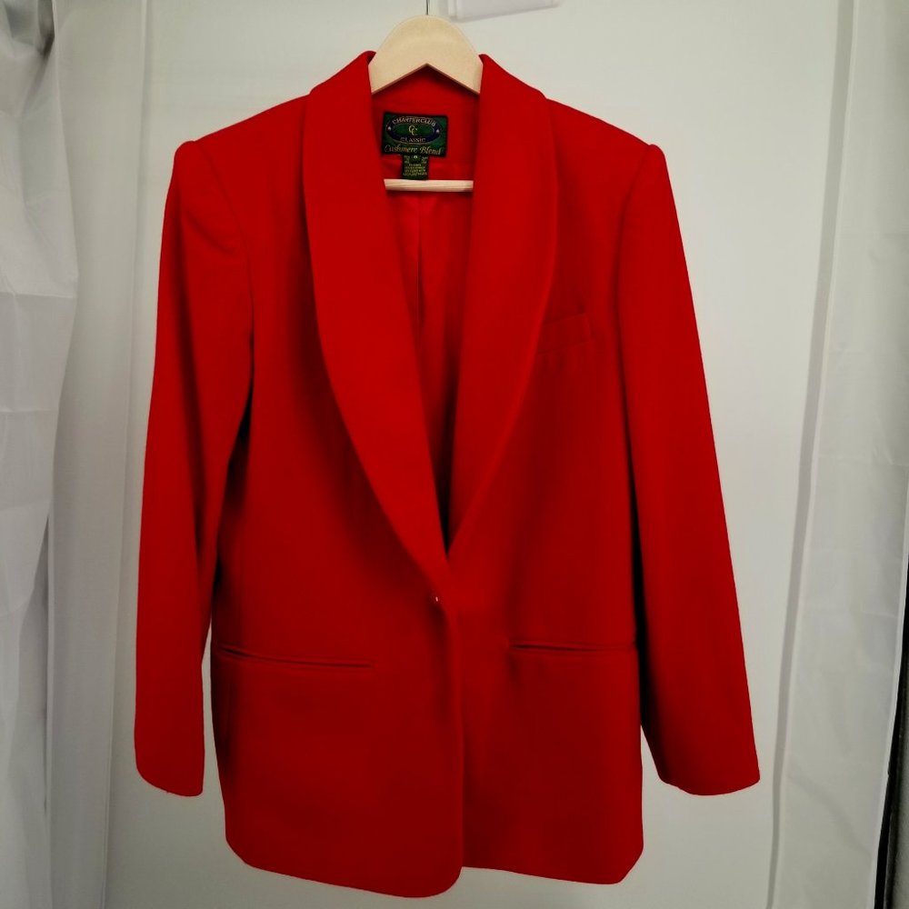 Vintage Charter Club Cashmere Blend Apple Red Blazer, 6